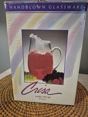 Vintage Riekes Crisa Mario Handblown Glass Pitcher - Clear